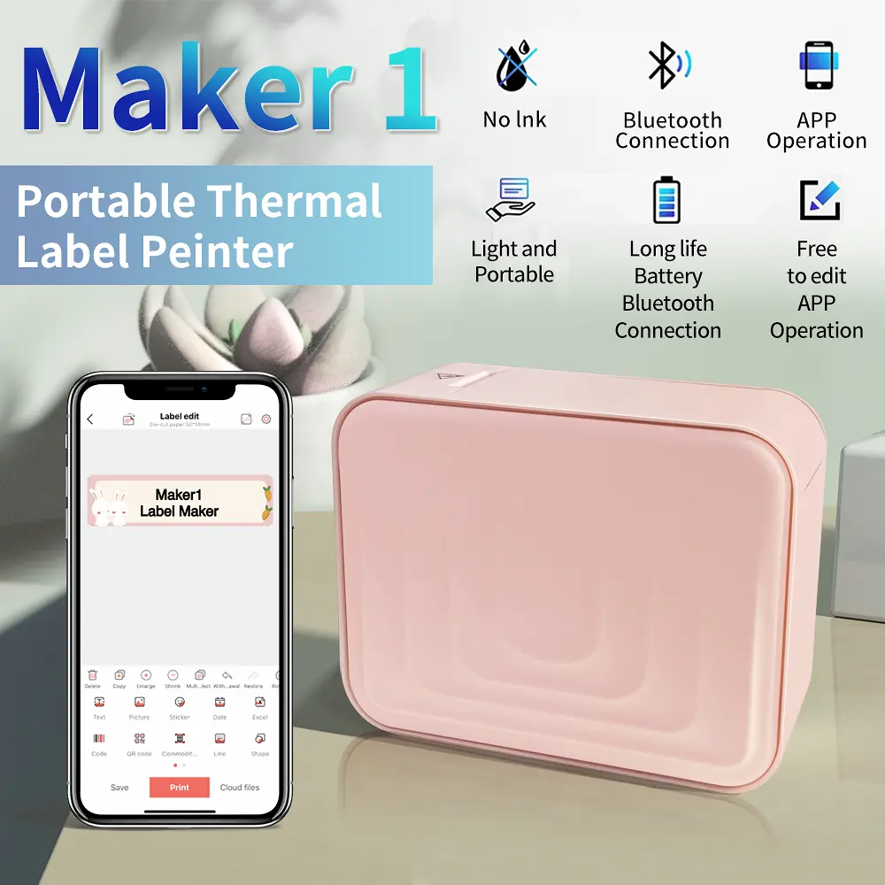 MarkLife Pocket Label Printer 2a2ai-p15, Compact Office Supplies for Students, Battery-Powered Device to Print Labels & Organize Chaos