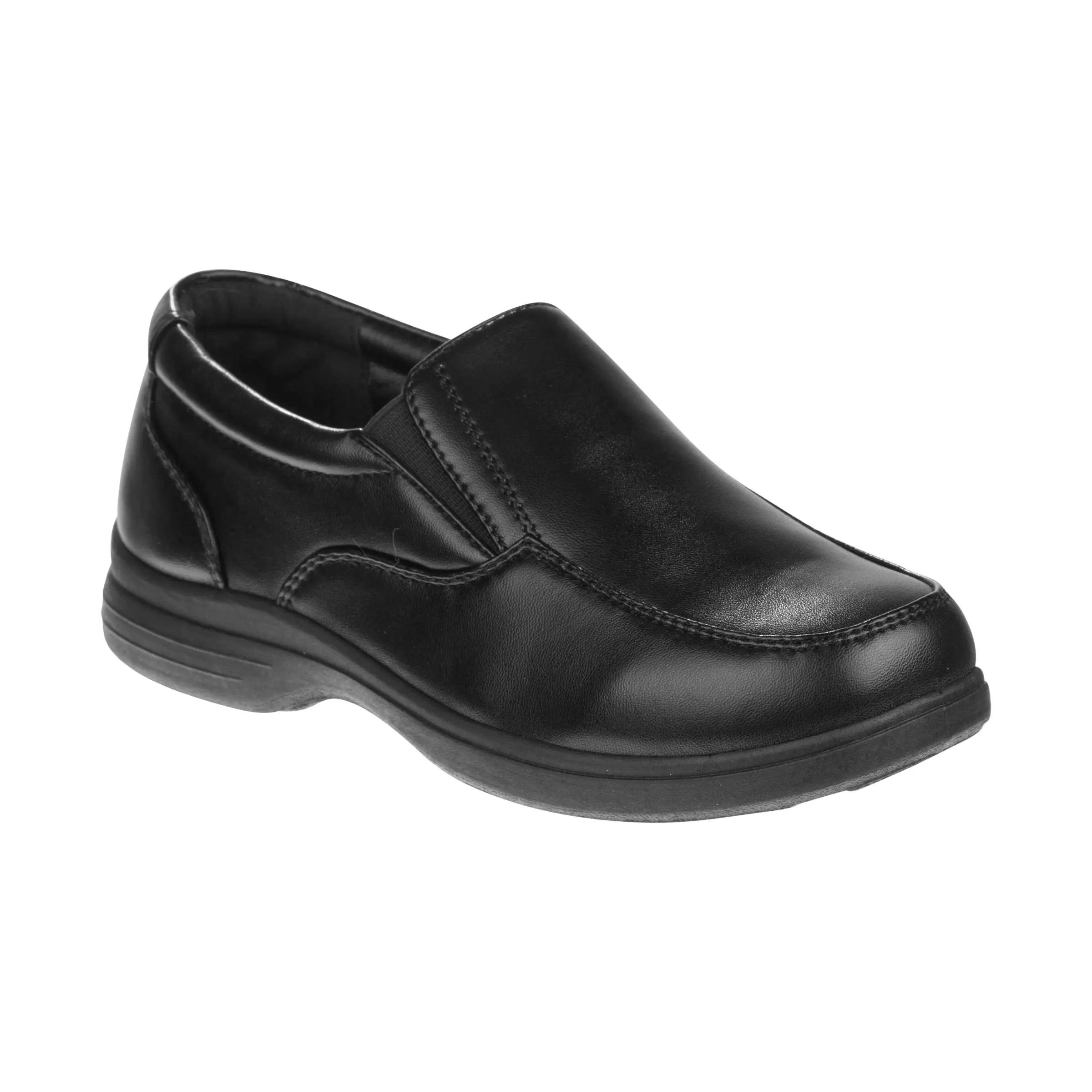 JOSMO KIDS Boys' Schoolshoes, Durable Synthetic Slip-On Polished Loafer, Lightweight and Cushioned for All-Day Support, Round Toe Uniform Shoe, Round Toe Footwear, Slip-On Ease, Black Shoes, 3 - 4 Years