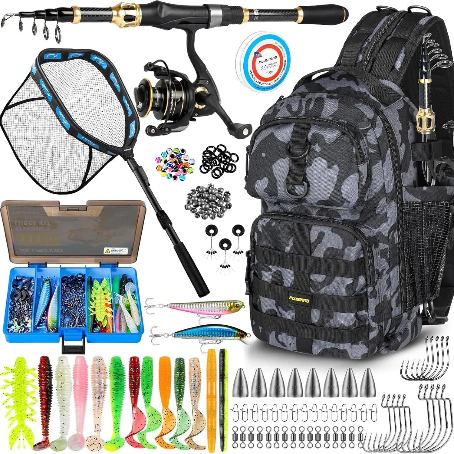 Black Backpack With Rod&net