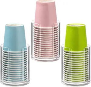 3 Pack Bathroom Cup Dispenser 3 oz Countertop Storage Mouthwash Cups Holder, Plastic Small Disposable Paper Cup Holders for Bathroom Counter Organiser Set Hand