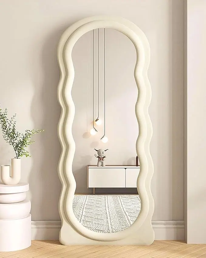 Floor Mirror, Wavy Full Length Mirror, Wave Mirror, Standing Mirror, Large Tall Mirror, Wall Mounted, FreeStanding, Large Mirror, 63"×24"