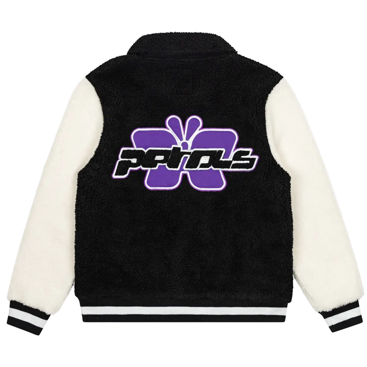 Petals and Peacocks Butterfly Sherpa Varsity Jacket