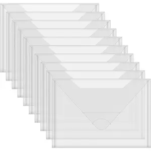 10 Pack 10x7 inch Large  and Dies Storage Pockets Sturdy Plastic Storage  Envelopes Clear Plastic Folders for  Dies Stencil Embossing Crafts Paper Card Craft Organizer Holder