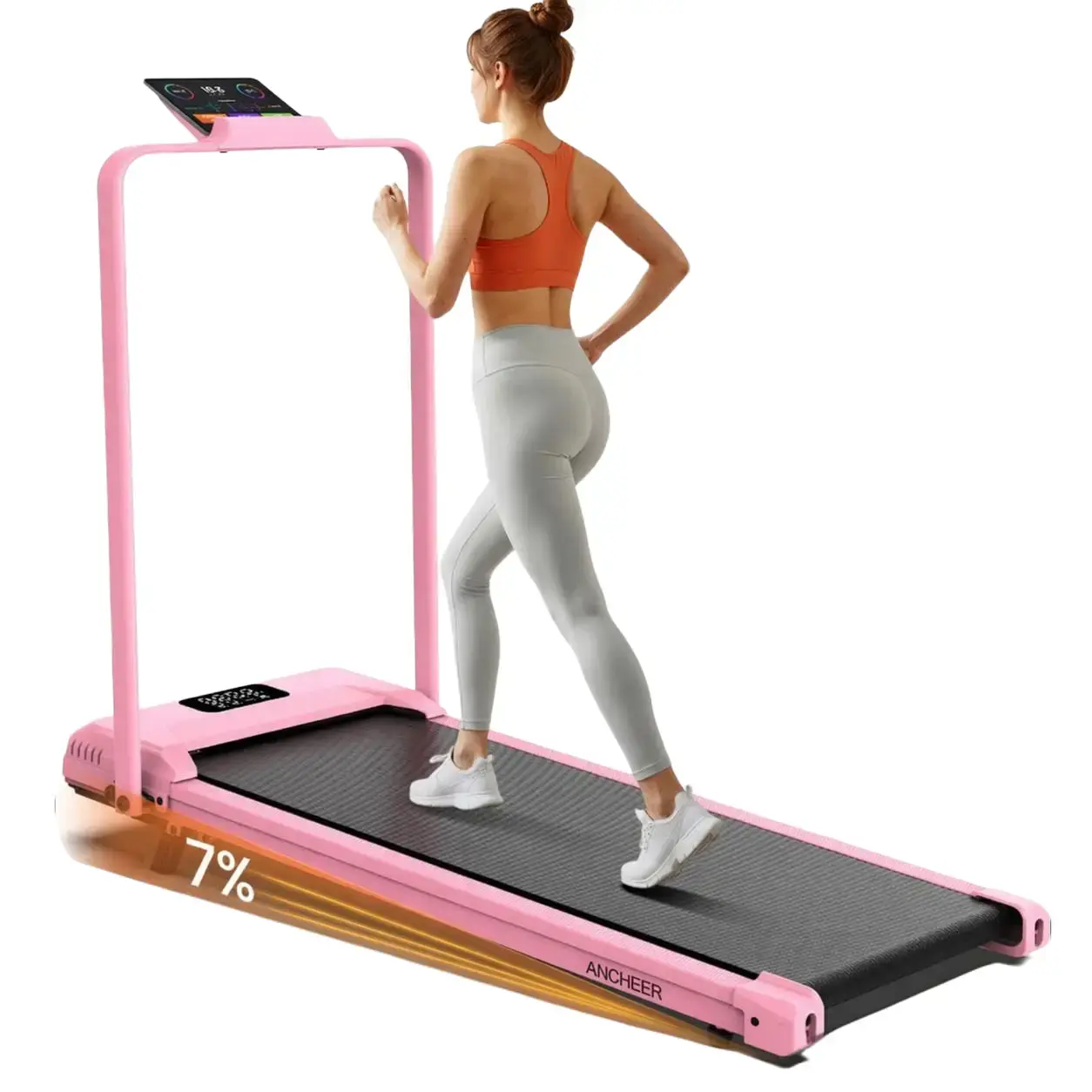 【DealsForYourDays】Foldable Under Desk Treadmill 3.5HP | Compact Home Gym Equipment Walking Pad | 320lbs Capacity Office Treadmill with Shock Absorption | Perfect for Home Office Workout summerwins Adjustable Height Stepper