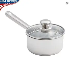 Oven Safe Stainless Steel Saucepan with Straining Lid 1qt Dishwasher Safe Induction Compatible Heat Resistant Glass Lid Durable