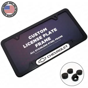 Black / Chrome Front or Rear Stainless Steel License Plate Frame Protect Cover Fit Chevrolet Decorate Accessories Gifts
