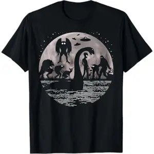 Funny Bigfoot Loch Ness Monster Mothman And Aliens! Funny Cryptid T-Shirt