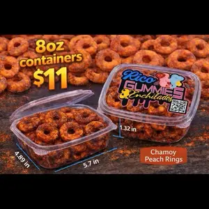 Rico Gummies Enchlados Spicy Peach Rings Candy Gummies - 8oz Sweet Candy with Spicy Chili Mix Texture, Suitable for All Ages, No Warranty Snack