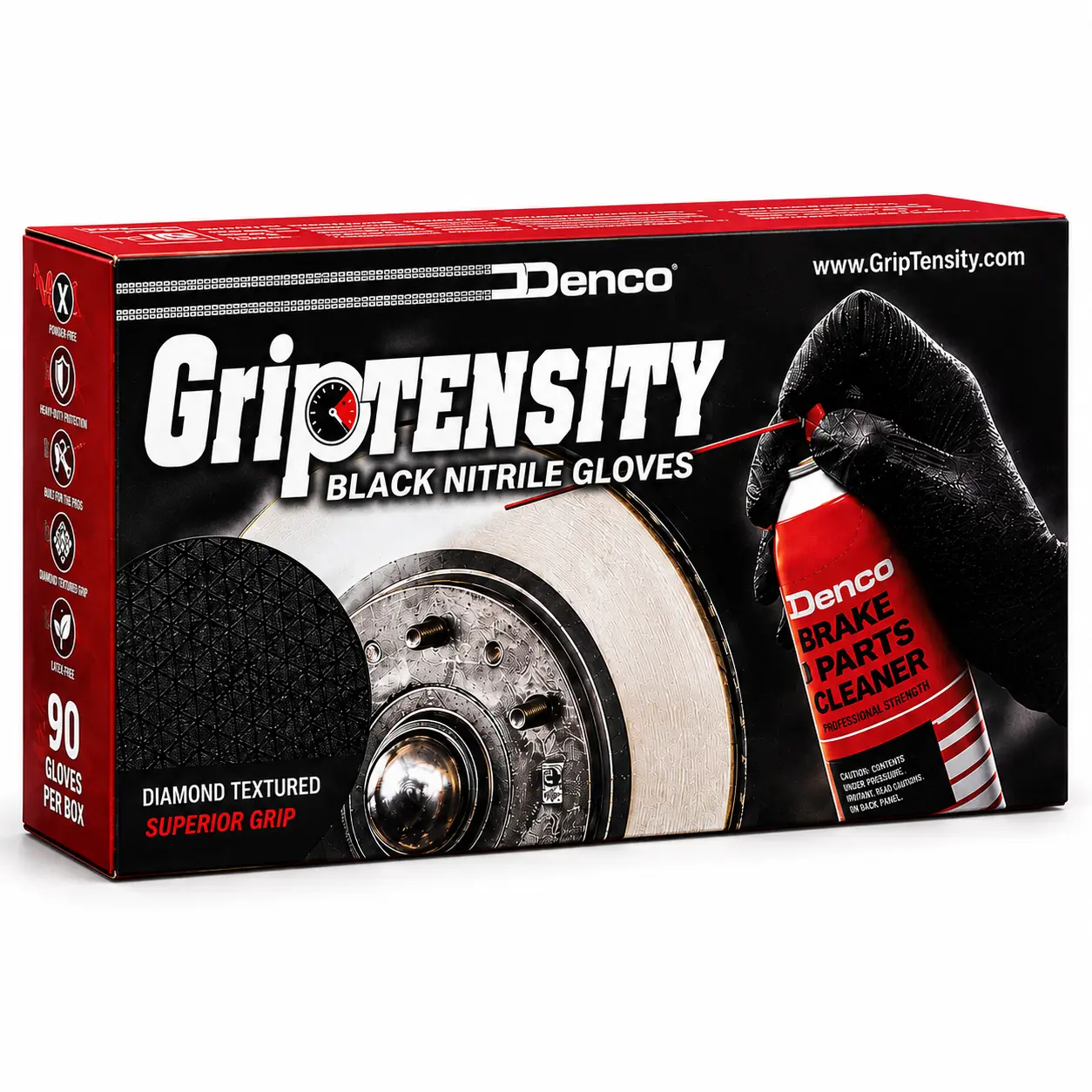 GripTensity Diamond Nitrile Gloves - Black 7 MIL - Latex & Powder Free