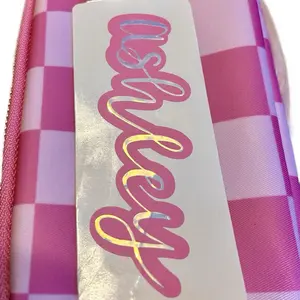 Personalized Vinyl Name Decal | Holographic option | Custom Vinyl Sticker | Pink Outline Aesthetic