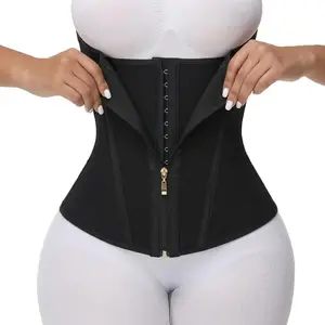 Women’s Zipper Waist Trainer Belt – High Compression Body Shaper, Underbust Latex Corset, Faja Waist Cincher