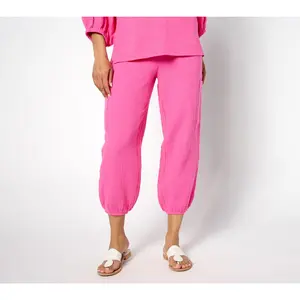 Belle Beach by Kim Gravel Petite Gauze Utility Cropped Jogger