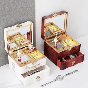Elegant Retro Music Box with Dancing Girls - Manual 8-Tone, Jewelry Storage, Durable Plastic - Perfect Gift for Her - Music Decor for Bedroom & Living Room