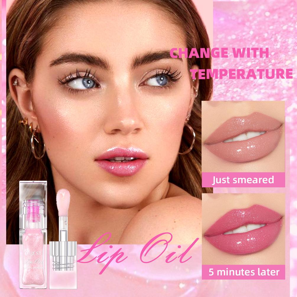 Shimmery Glossy Lip Gloss - Heat-Reactive Color Change, Temperature Glossy Shimmer Lip Tint Moisturizing & On-the-Go Friendly