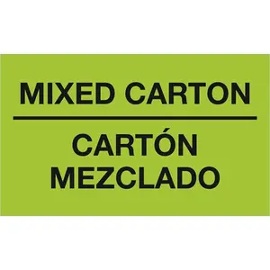 Tape Logic  3 x 5 in. - Mixed Carton - Carton Mezclado Fluorescent Green Bilingual Labels - Roll of 500