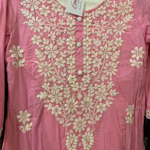 Women's Chikankari Cotton Suit - Indian Cotton Wear for Everyday Wear - Top, Womenswear Comfort Trouser