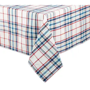 Design Imports 60" x 84" Lighthouse Plaid Tablecloth