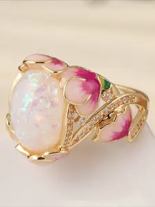 An Elegant and Luxurious Painted Ring, Noble and Elegant Women's Ring, Unique Accessories for Holiday Parties, Exquisite Jewelry Gifts，Suitable for Wearing on All Occasions, A Perfect Holiday Gift