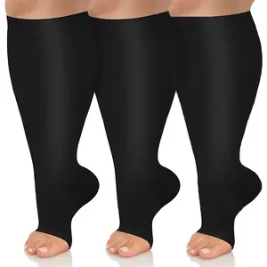 3 Pairs Plus-Size Half-Hand Compression Socks for Men & Women - Breathable Nylon/Spandex/Polyester Blend, Marathon Support - Solid Color, Compression Socks, Marathon Essentials, Halfhand Compression, Breathable Fabric,summervibes