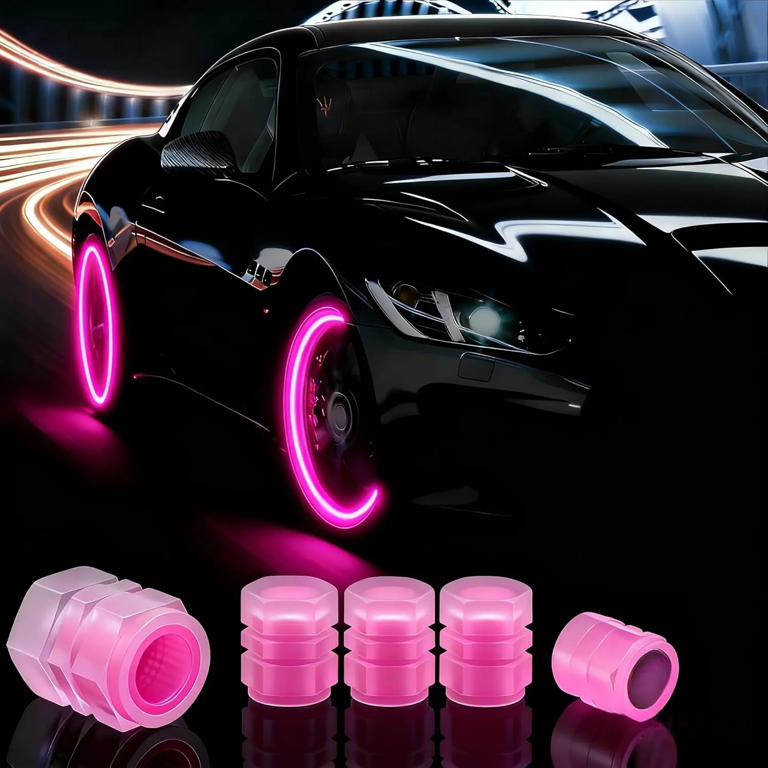 20 Pcs Pink Dustproof Tyre Caps - Car Wheel Air Valve Stem Covers, Auto Exterior Decoration Accessories, Compatible with Cars, Trucks, SUVs, Motorcycles, Car Accessories