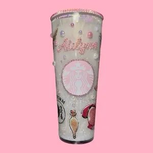 Snowglobe Acrylic Tumbler with Personal Design and Pearl Accents