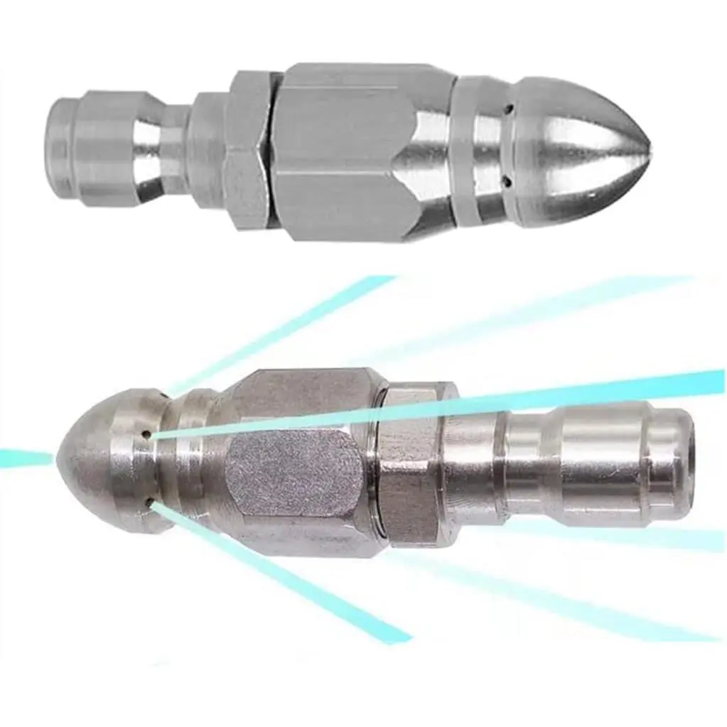 5000 PSI Stainless Steel Sewer Cleaning Tool Nozzle Mini Compact Durable Pressure Washer Drain Jetter Hose with 1/4" Quick Connector