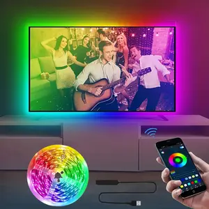 Smart LED TV Background Atmosphere Light, Dynamic Led Lights, Bluetooth-compatible APP Control, Adjustable Modes, Color Changing, Music Sync, USB Powered, 4m/13.1ft