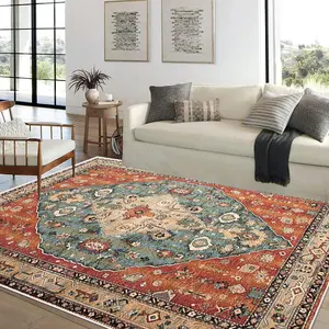 Vintage Style Rug, Modern Runner Rug, 1 Count Non-slip Soft Floor Mat, Rectangle Home Decorative Carpet for Living Room Bedroom Kitchen Study Room, Decorative Fluffy Rug