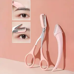 Eyebrow Trimmer Scissor With Comb Lady Woman Men Hair RemovaGrooming Shaping Stainless Steel Eyebrow Remover Makeup Tool