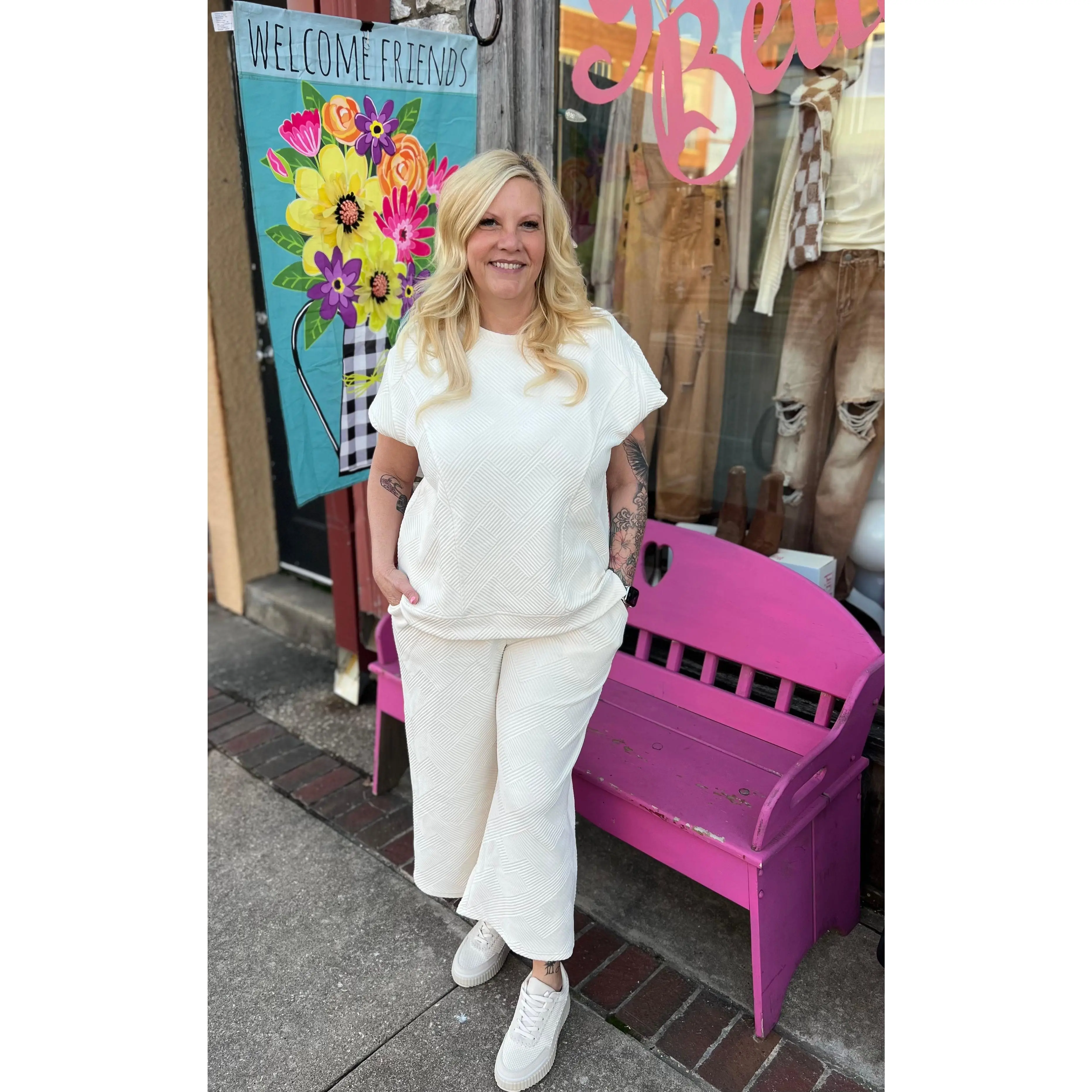 Everly Textured Cream Pants