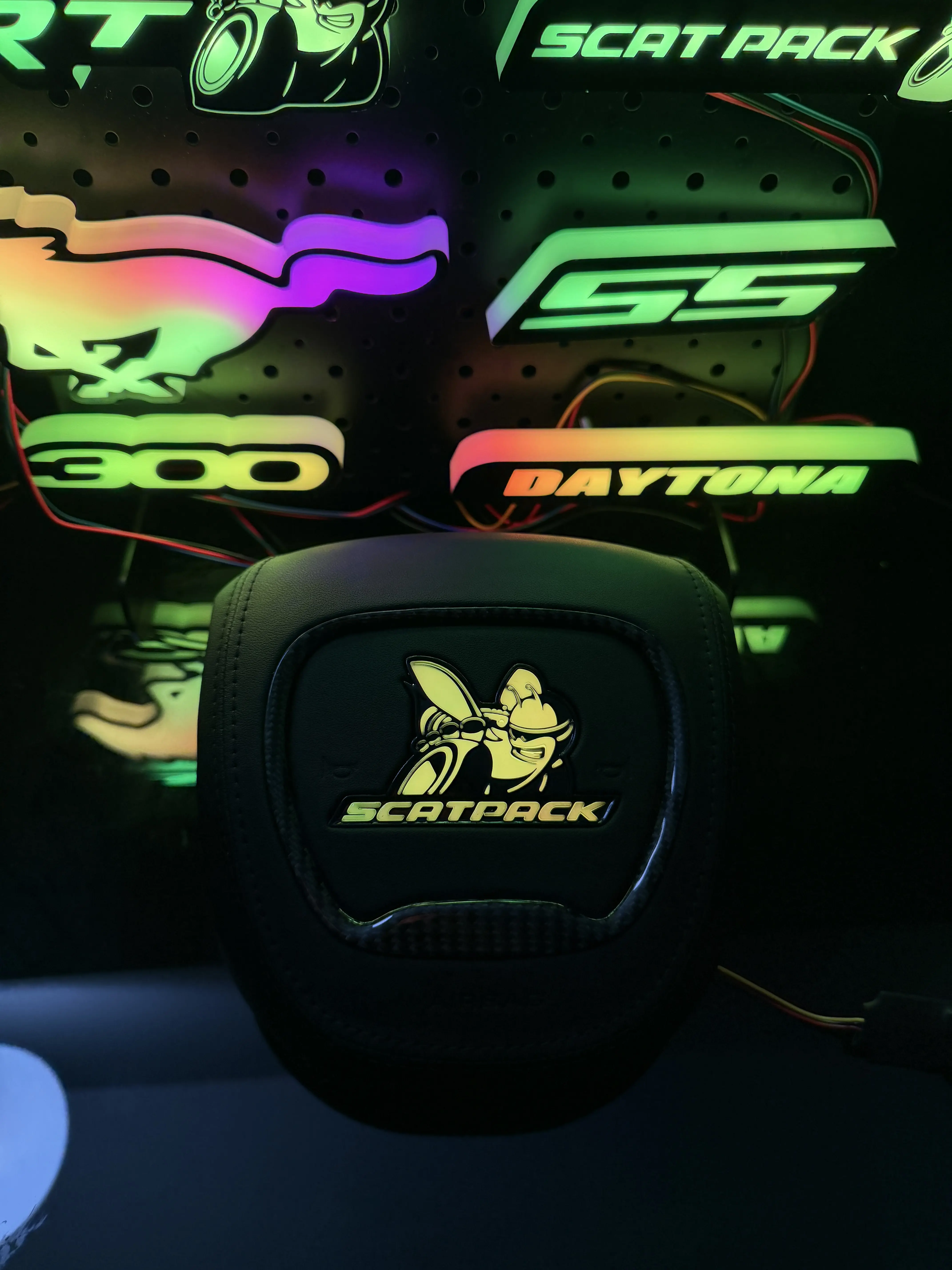 Habibis Carbon RGB ScatPack Airbag Cover - Premium Carbon Style Steering Wheel Cover for Dodge Charger, Challenger, Durango, OEM Fit, Heat Resistant, Performance, Muscle Look, Airbag Safe, Car Accessories, Accessories for Car, Enthusiasts