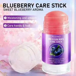 ROZINO Blueberry Care Stick - Sweet Blueberry Aroma Moisturizing with High-Shine Finish Plush Applicator for Effortless Glide Delicious Non-Sticky Flavor Solid Formula for Hands & Feet