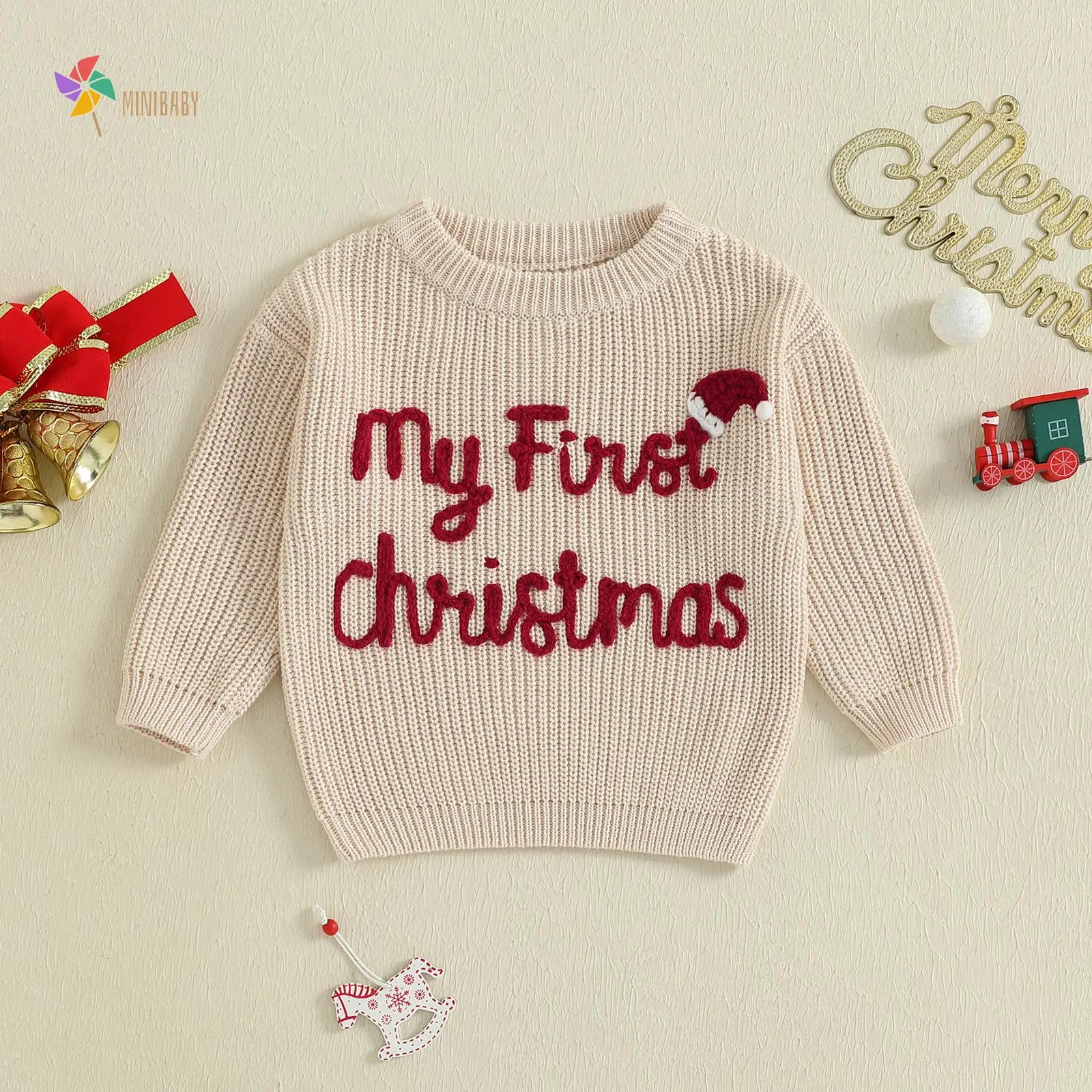 Baby Christmas Outfit Boy Girl First Christmas Sweater Infant Toddler Knit Ugly Sweaters Fall Winter Clothes