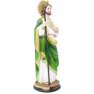 San Judas 8"-36" Inches Tall Estatua Classic Detailed Figure with Green and Gold Robe Brand New Statue St Jude Thaddeus Patron Saint of the impossible Apostol Tadeo Religious Decor San Juditas