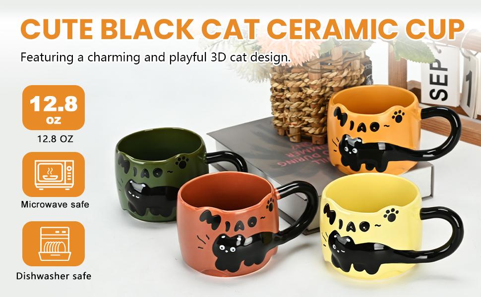 Tired of those boring mugs in the office? This stackable ceramic cat mug will make your work coffee time more fun | Comes with a spoon, making it the perfect gift for a loved one or friend.