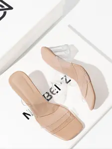 Women's Transparent Chunky Heels Sandals, Elegant Open Toe Sandals for Daily Wear, New Fashionable Heeled Sandals for Women, Footwear