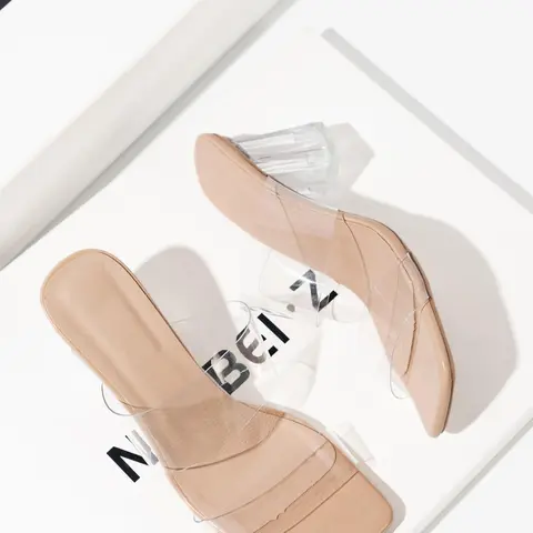 Women's Transparent Chunky Heels Sandals, Elegant Open Toe Sandals for Daily Wear, New Fashionable Heeled Sandals for Women, Minimalist Sandals, High Heel Sandals, Footwear