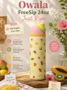 Owala FreeSip 24oz Just Ripe Water Bottle – Leakproof Insulated Stainless Steel Tumbler with Straw, BPA Free Tropical Fruit Edition