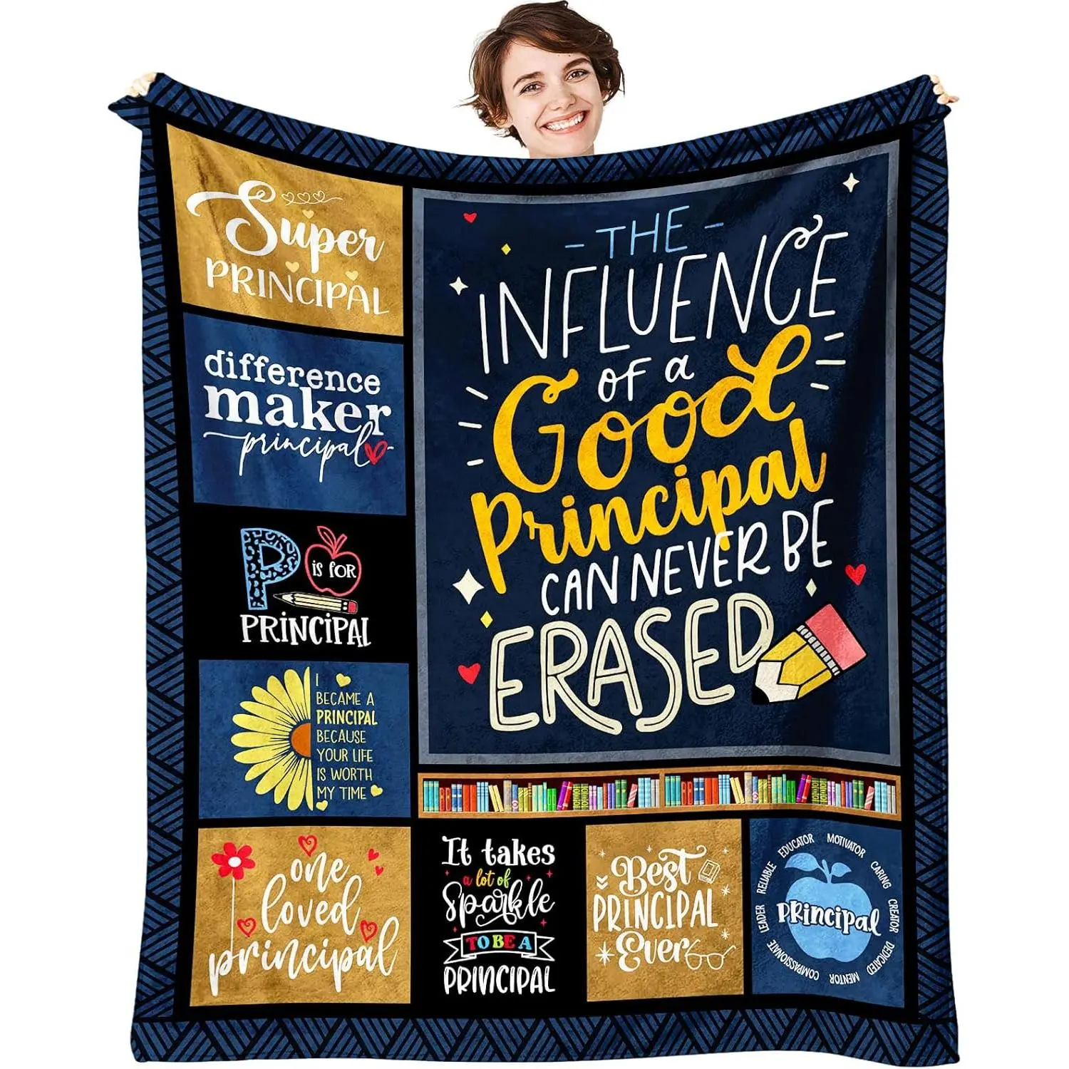 Principal Appreciation Gifts, Principal Week Gifts for Women, Appreciation Gifts for School Principals, Gifts for Principal Female,Single-sided Print,Lightweight Soft Flannel Blanket for Bedroom, Sofa, Car, Office, Camping, Travel, Naps & Daily Use