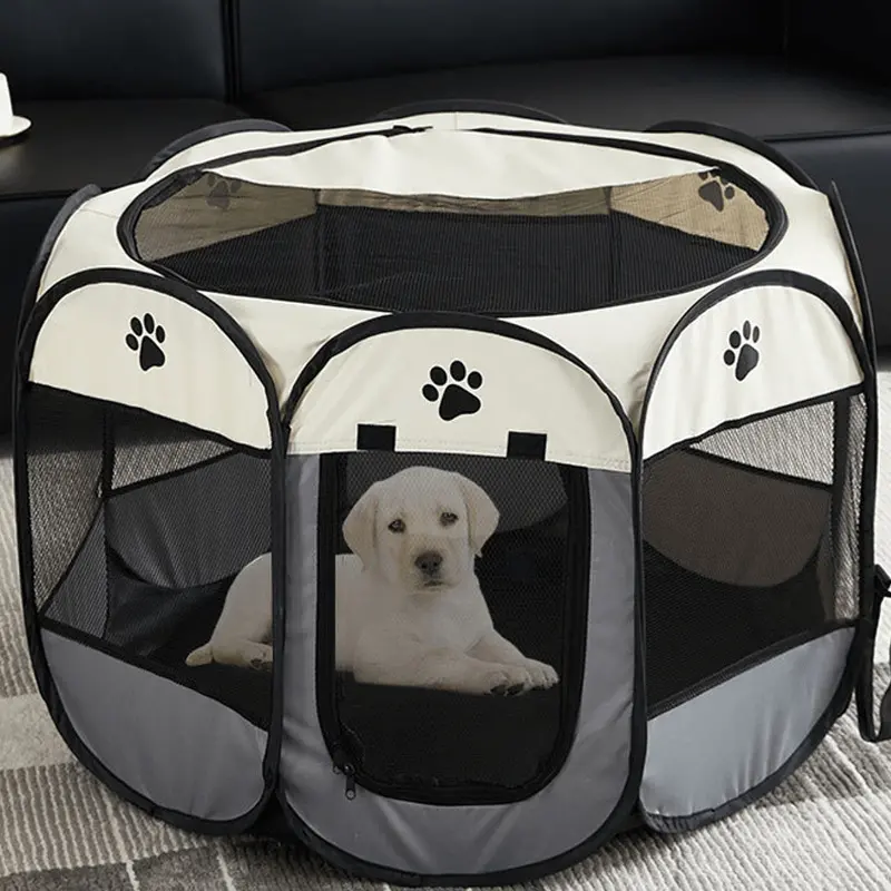 Octagonal Pet Fence Tent Oxford Cloth Anti grab Foldable Open Top Design Ventilated and Breathable Can Observe The Pet Status At Any Time Portable Storage Suitable for Indoor and Outdoor Use