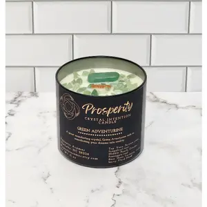 Prosperity Crystal Intention Candle Dark Green Aventurine Blood orange, lime, yuzu Wooden wick