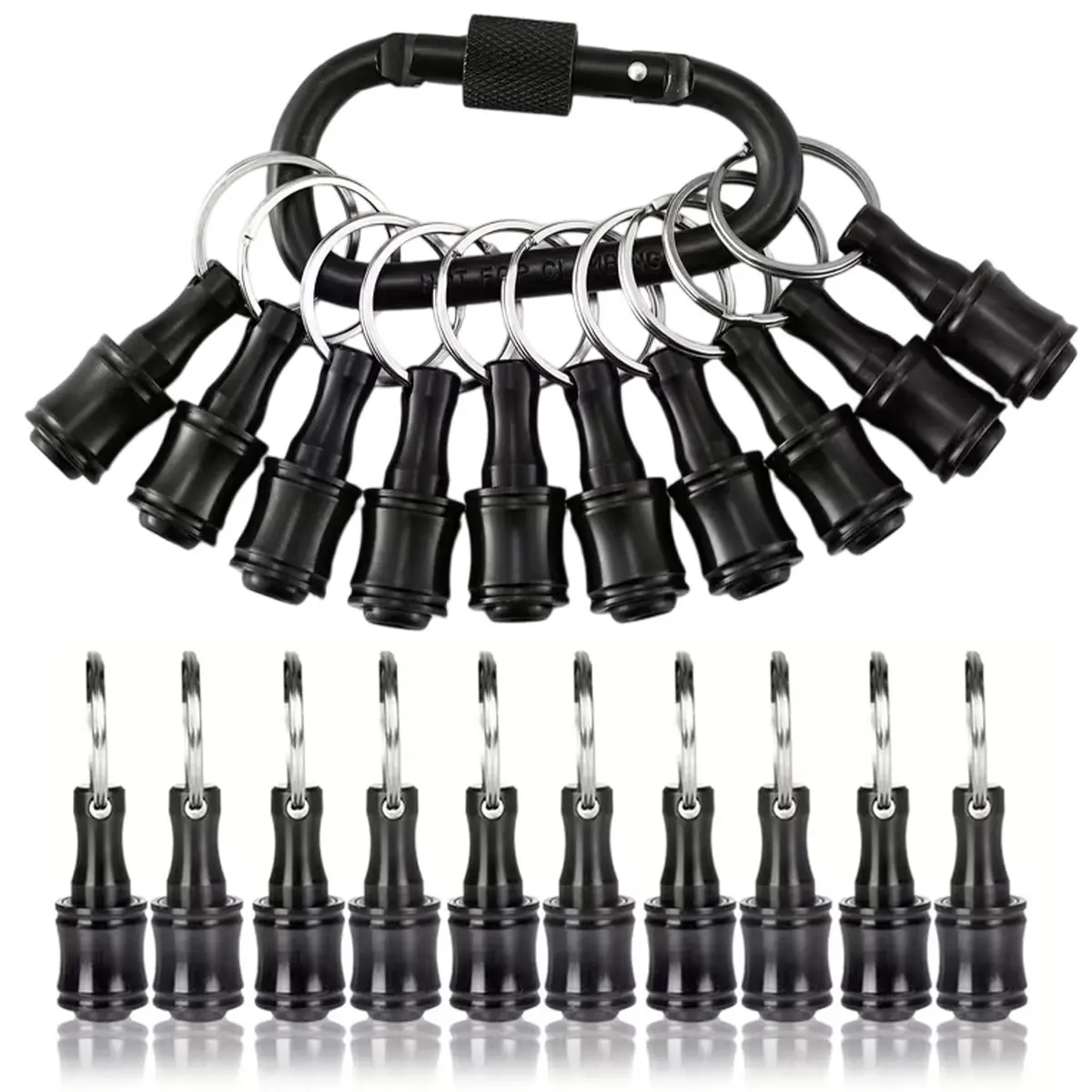 10pcs Portable Drill Bit Holder Keychain, 1/4 Inch Hex Shank Screwdriver Clamp, Quick Release Lightweight Adapter with Hook Ring, Screwdriver Bit Set, Screwdriver Bit Clip, Screwdriver Components