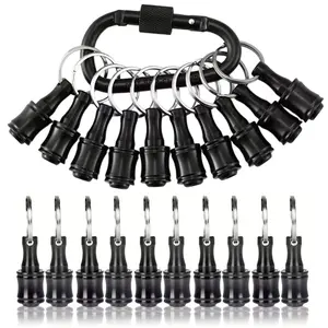 10pcs Portable Drill Bit Holder Keychain, 1/4 Inch Hex Shank Screwdriver Clamp, Quick Release Lightweight Adapter with Hook Ring