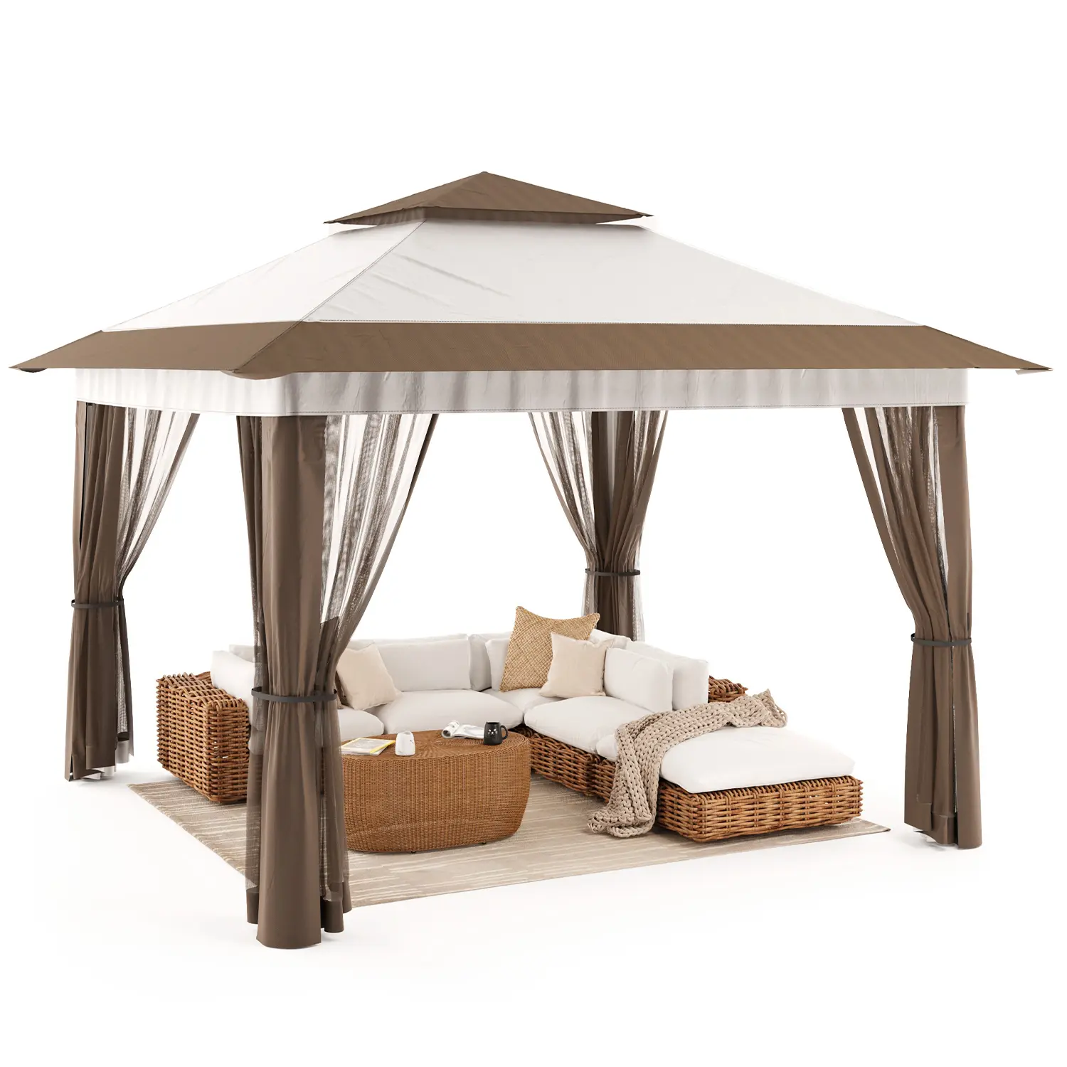 Gizoon 11x11-13x13 Instant Pop Up Gazebo Tent with Mosquito Netting, Sturdy Adjustable Metal Frame, Outdoor Sunshade Canopy, Roller Bag for Patio, Lawn, Backyard