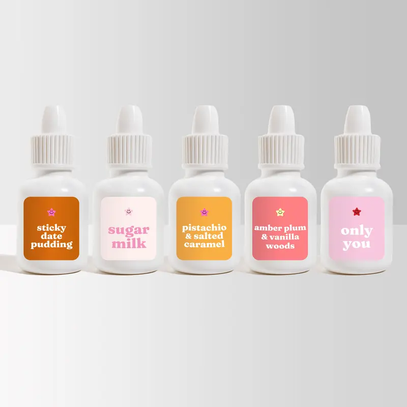 Body Oil Sample Packs - 5 Scented Body Oil Mini Trial Pack - Vanilla, Brazilian, Clean Fragrances