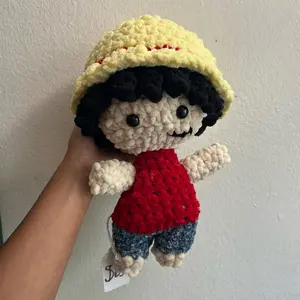 Crochet One Piece DOLLS  - Yellow Hat & Red Shirt Character Figure