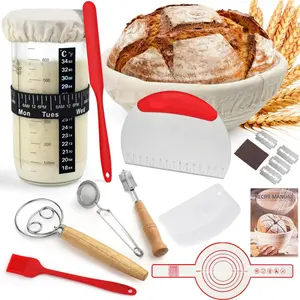 Sourdough Starter Kit, Sourdough Bread Baking Supplies with Bread Proofing Basket, Starter Jar, Bread Making Tools Kit, Supplies  for Bakers Women