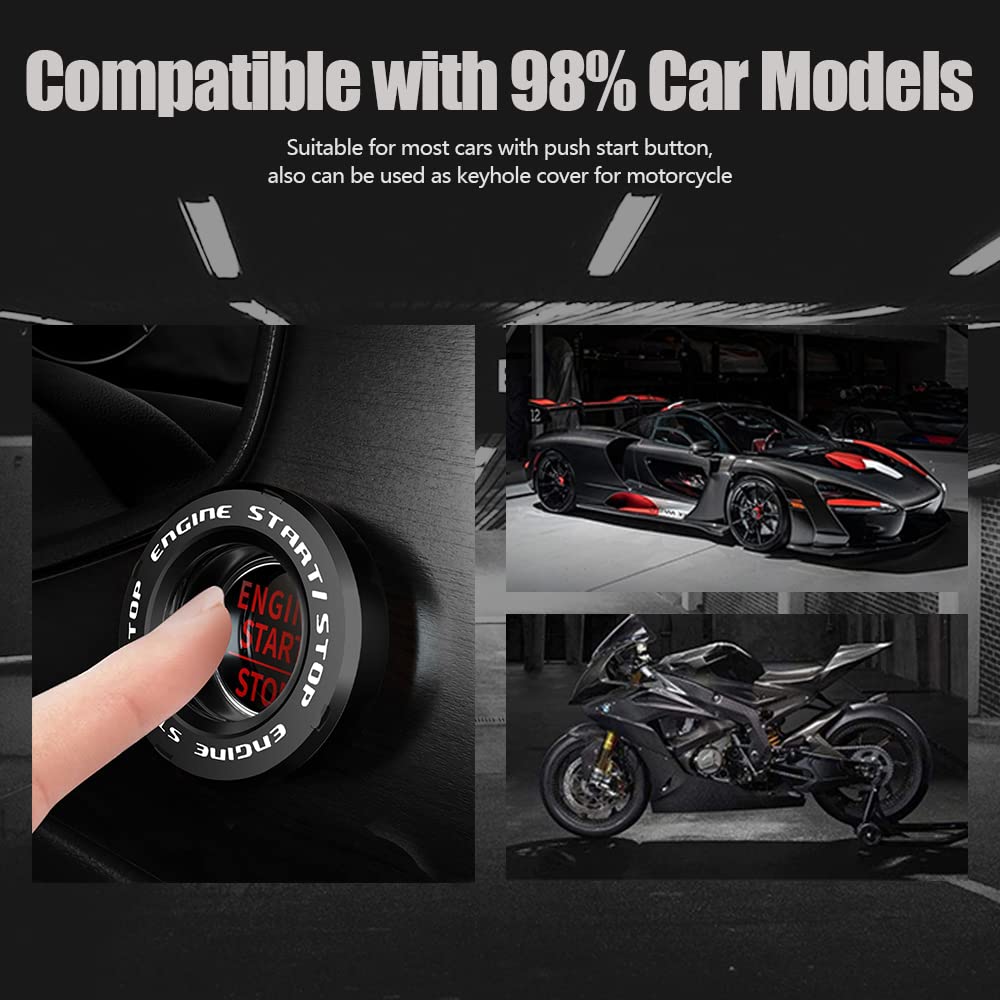 JOYTUTUS Ignition Device Decor Key Cover Car Interior Sticker for Motorcycle Lock Rotary Push To Start Button Cover Enhance Aesthetics