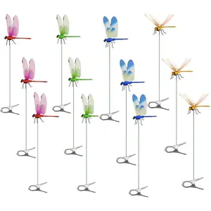 12 Counts Outdoor Fake Dragonfly Rod Clip, Garden MetalDragonfly Clip.Natural Organic Concept, 3D Dragonfly GardenDecoration, Garden Bird and Fly Interfere Devices for Indoorand Outdoor Garden,Creative Home Accessories DecorativeDesign