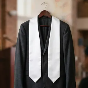 60" PETITE BLANK WHITE GRADUATION STOLE (Pack of 5)